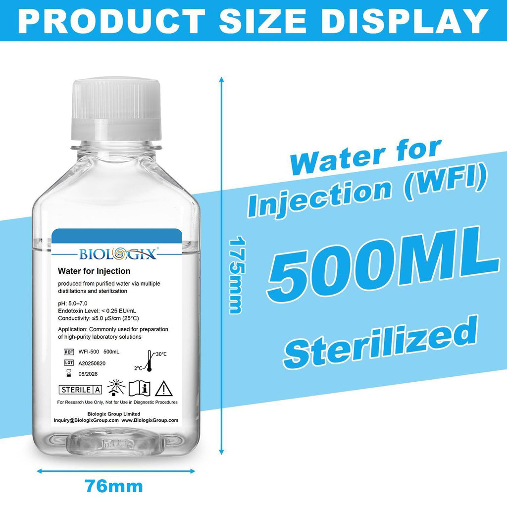 Biologix® Water for Cell Culture ( WFI ), Sterile, 500mL/ Bottle, 10 Bottles/Case