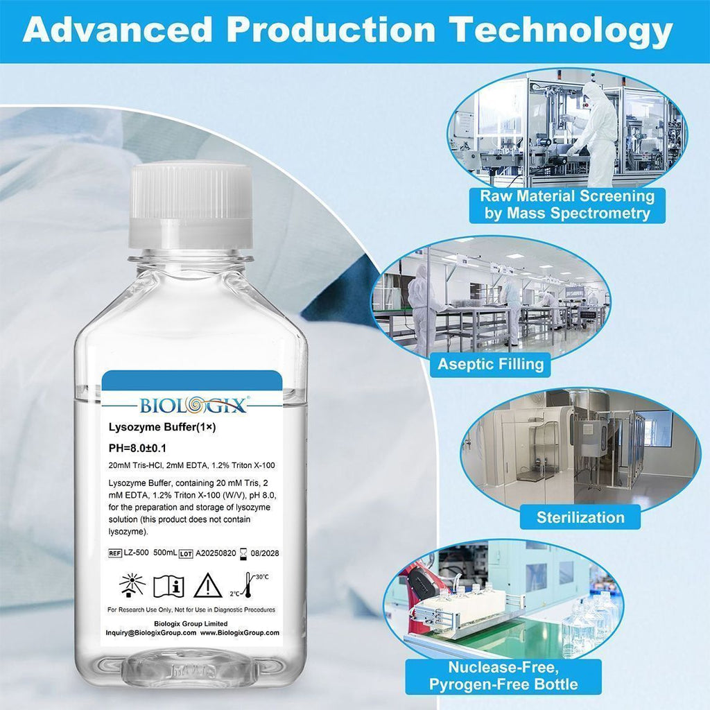 Biologix® Lysozyme Buffer ( 1X ), pH 8.0, 500mL/Bottle, 10 Bottles/Case
