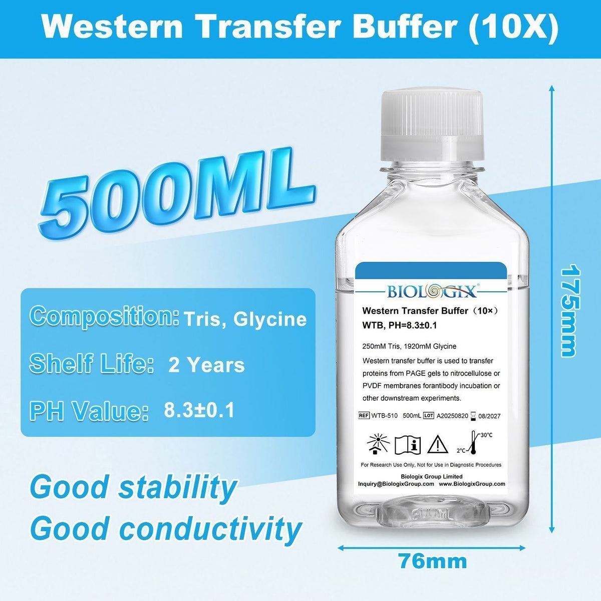 Biologix® Western Transfer Buffer ( 10X ), pH 8.3, 500mL/ Bottle
