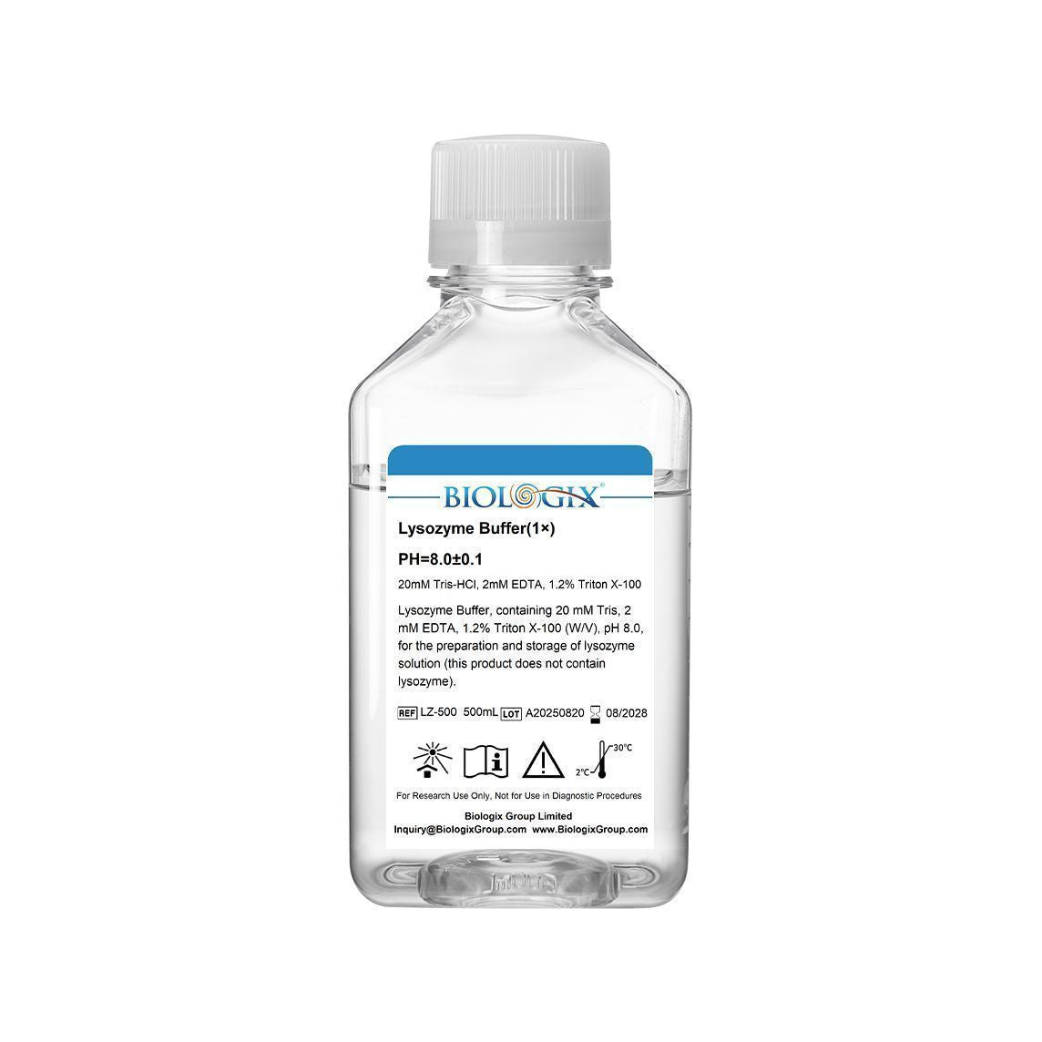 Biologix® Lysozyme Buffer ( 1X ), pH 8.0, 500mL/Bottle, 10 Bottles/Case