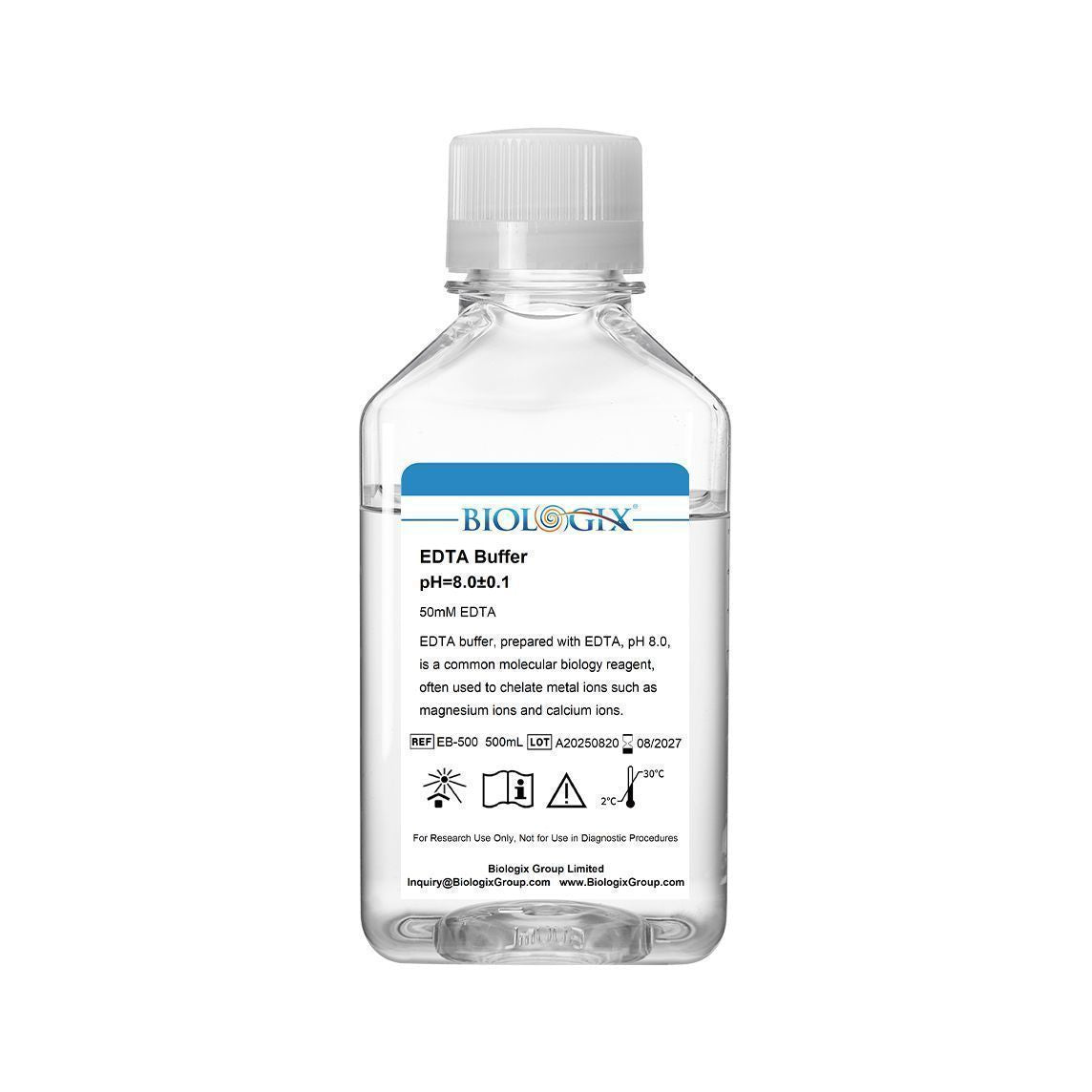 Biologix® EDTA Buffer, pH 8.0, 500mL/ Bottle, 10 Bottles/Case
