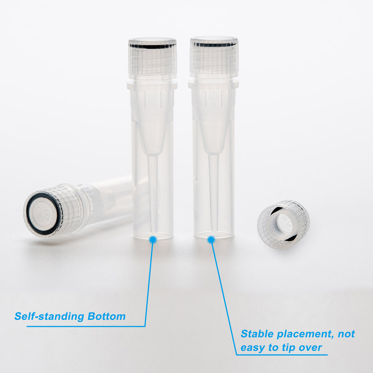 Biologix® Cryogenic Vials-0.5mL with Screw Caps, Self-Standing, 50 Pcs/Bag, 10 Bags/Pack, 4 Packs/Case
