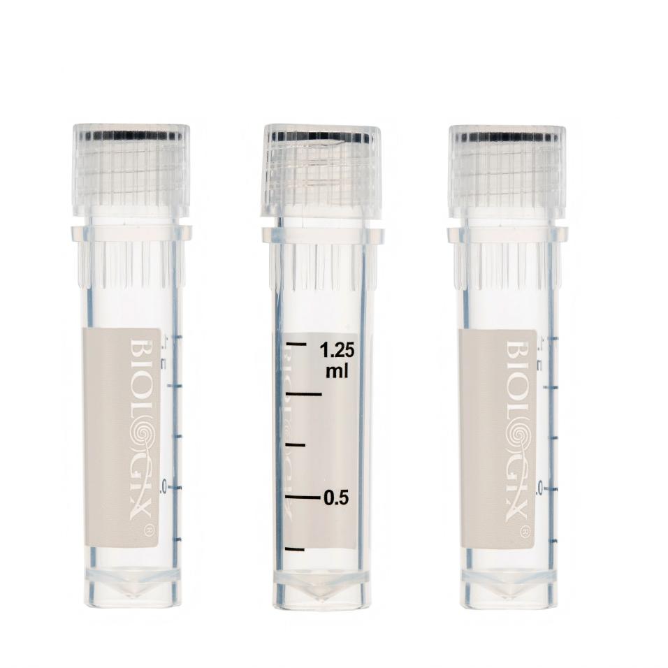Biologix® Cryogenic Vials, 1.5/2.0 mL Cryovials with Writing Area, 50 Pcs/Bag, 10 Bags/Pack, 4 Packs/Case
