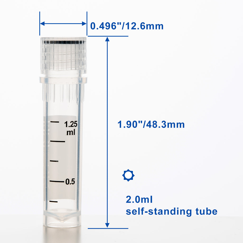 Biologix® Cryogenic Vials, 1.5/2.0 mL Cryovials with Writing Area, 50 Pcs/Bag, 10 Bags/Pack, 4 Packs/Case