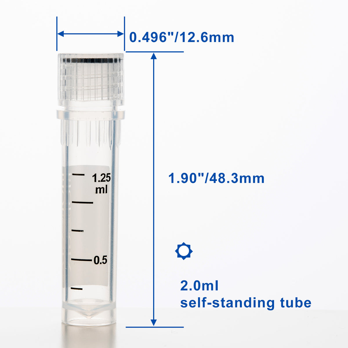 Biologix® Cryogenic Vials, 1.5/2.0 mL Cryovials with Writing Area, 50 Pcs/Bag, 10 Bags/Pack, 4 Packs/Case