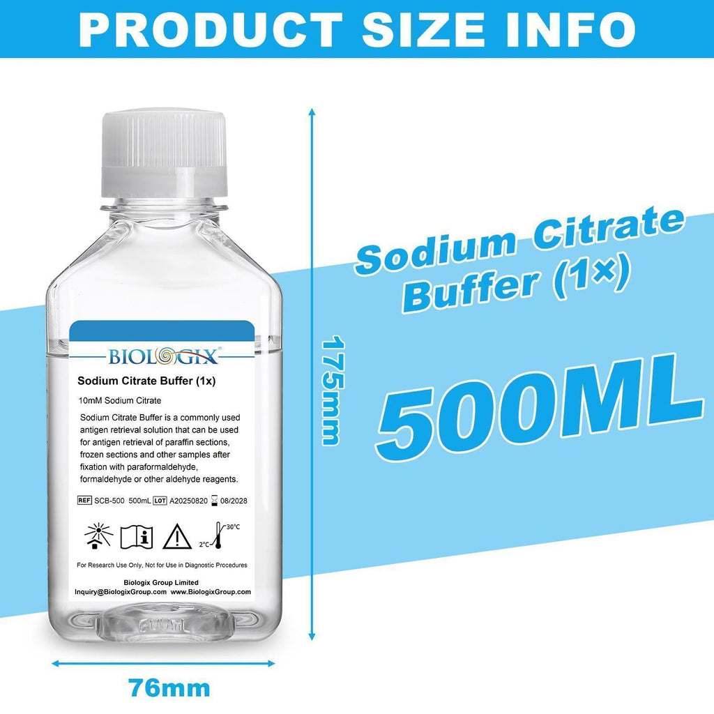 Biologix® Sodium Citrate Buffer (0.1M), pH 6.0, 500mL/ Bottle, 10 Bottles/Case