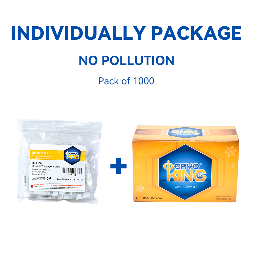 CryoKING® Cryogenic Vials -1.5 mL, External Thread, ​25 Sets/Bag, 20 Bags/Pack, 2 Packs/Case