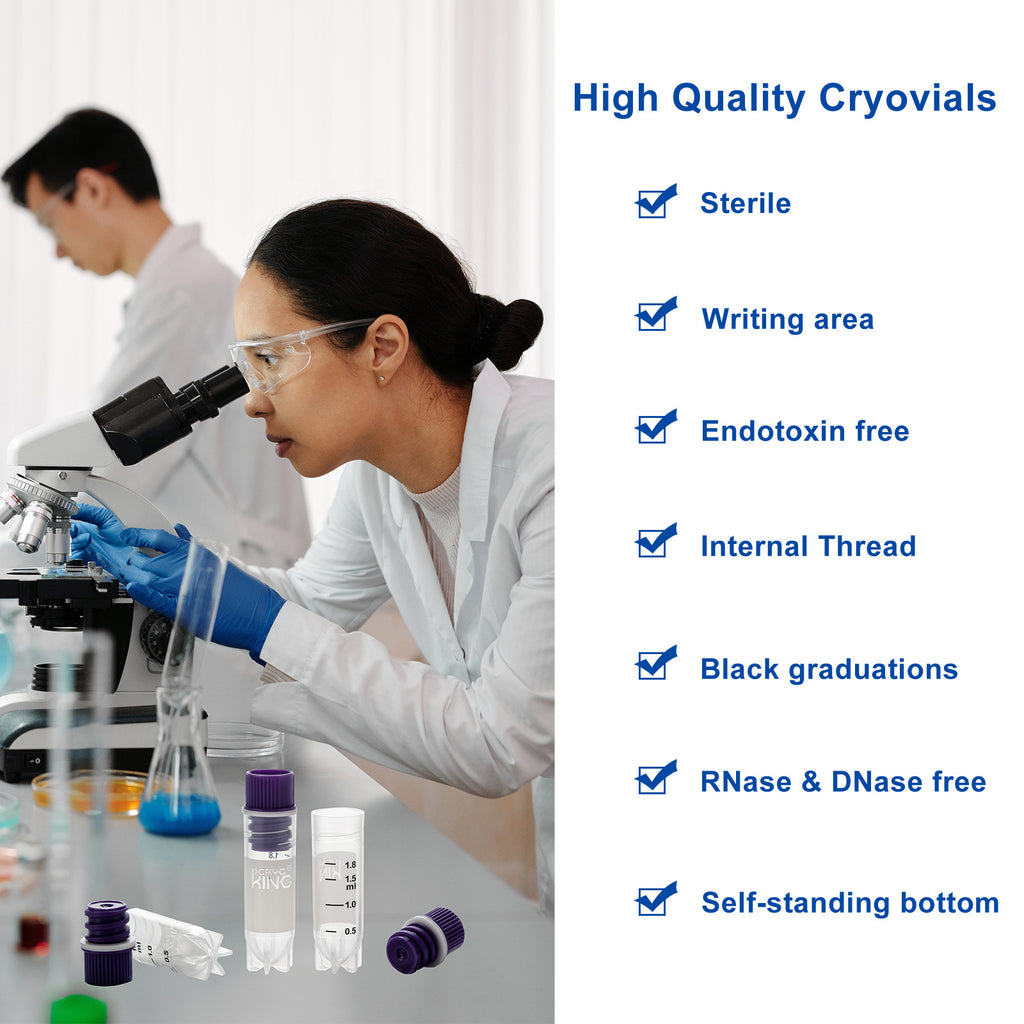 CryoKING® Cryogenic Vials-2.0mL, Internal Thread, 25 Sets/ Bag, 20 Bags/Pack, 2 Packs/Case
