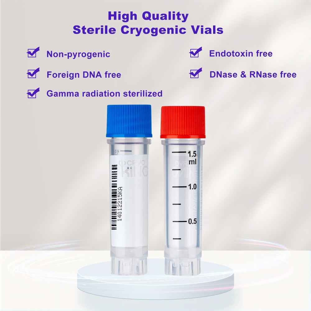 CryoKING® Cryogenic Vials -1.5 mL, External Thread, ​25 Sets/Bag, 20 Bags/Pack, 2 Packs/Case