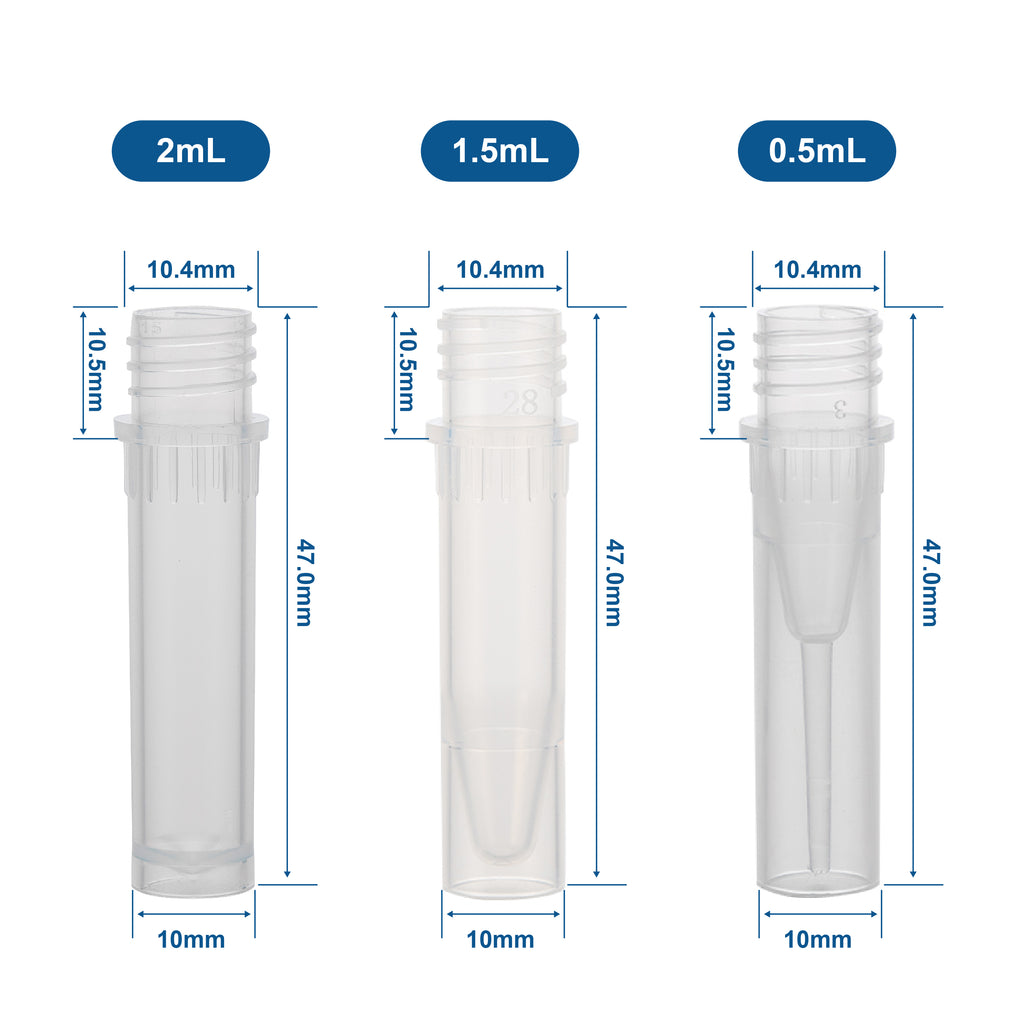 Biologix® Screw Cap Microtubes-0.5 mL/1.5mL/2.0mL (Self-Standing), 500/Pack, 5000/Case