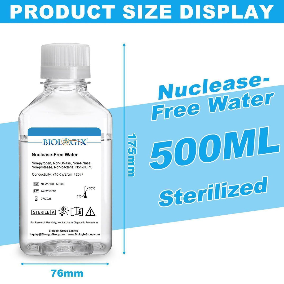 Biologix® Nuclease-Free Water, 500mL/ Bottle