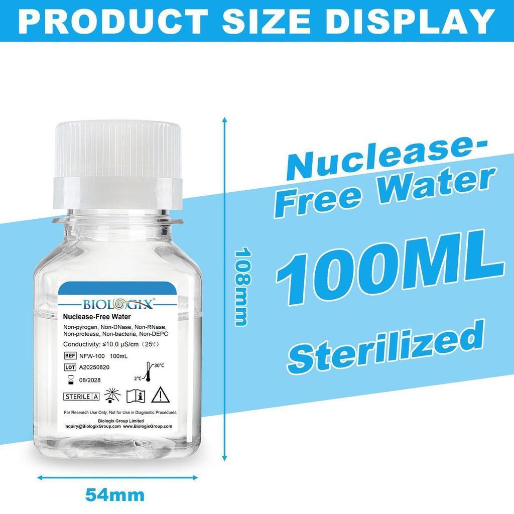 Biologix® Nuclease-Free Water, 100mL/ Bottle, 20 Bottles/Case