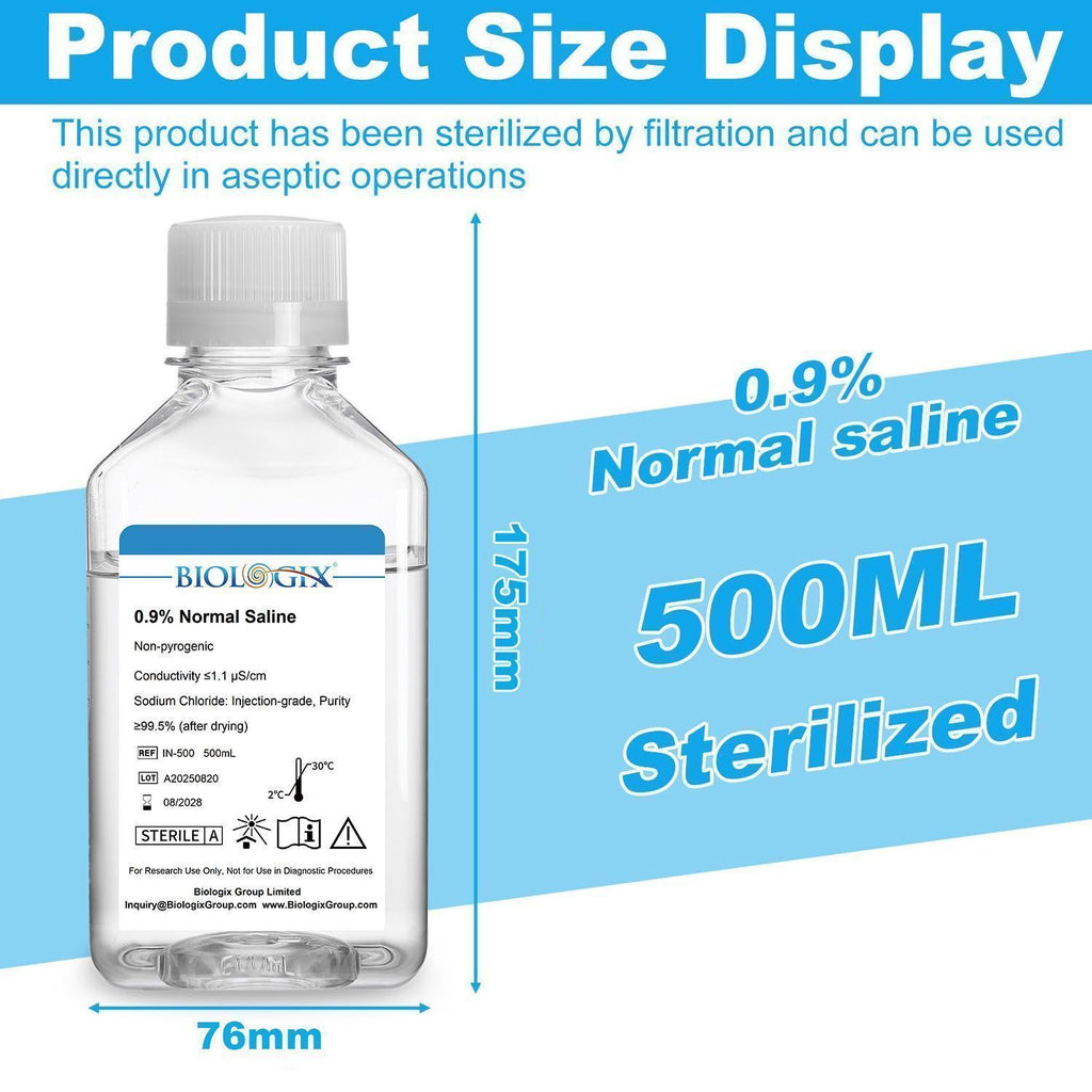 Biologix® 0.9% Saline Solution, 500mL/Bottle, 10 Bottles/Case
