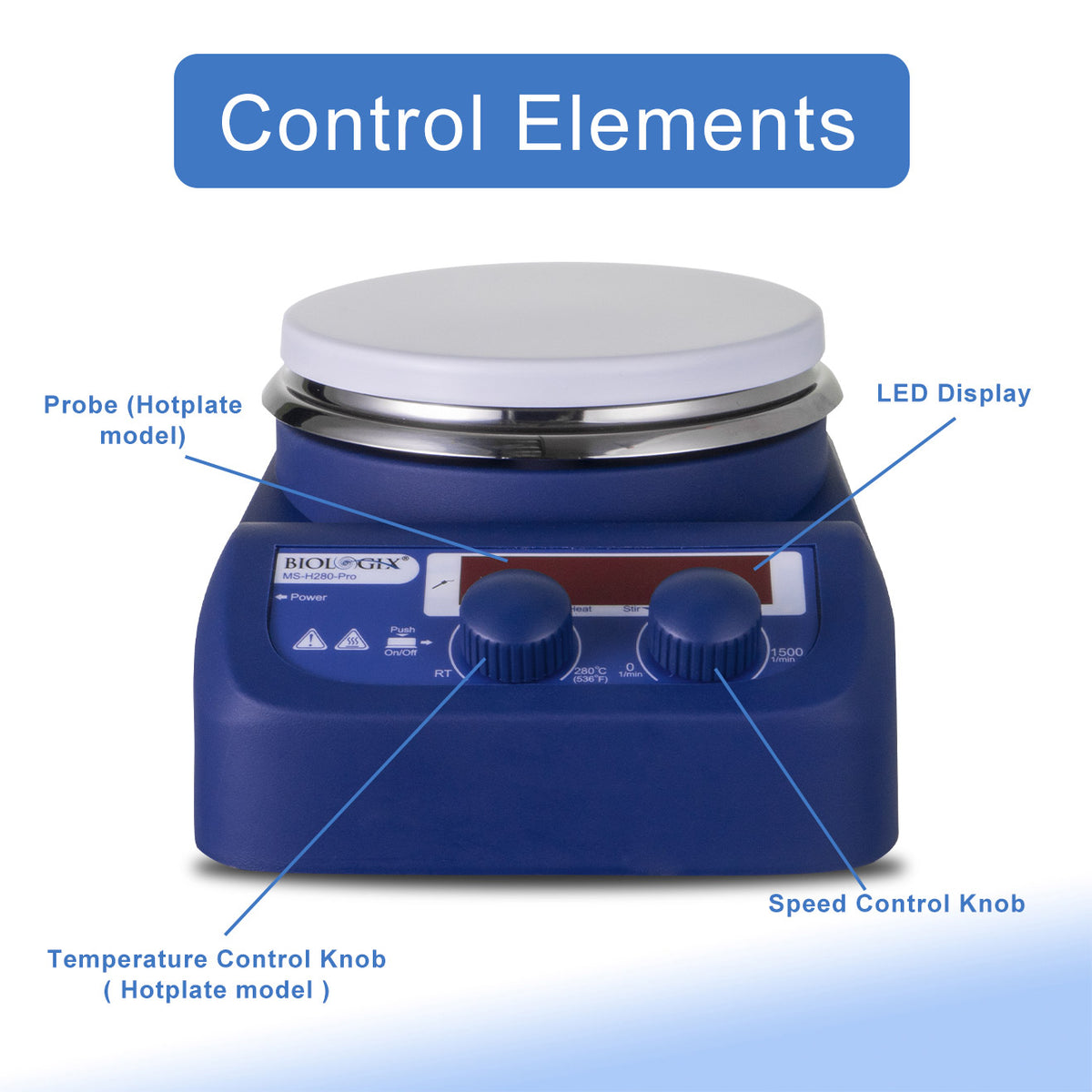 Biologix® Magnetic Stirrer Hotplate，LED display，1 Piece/Case