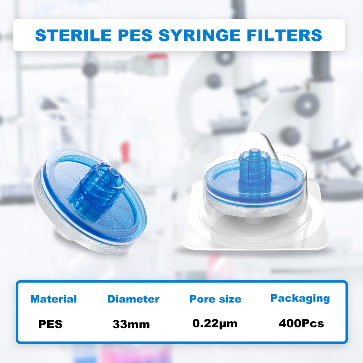 Biologix® Sterile Syringe Filter-PES, 33mm Diameter (Double Luer Lock), 100 Pcs/Pack, 4 Packs/Case