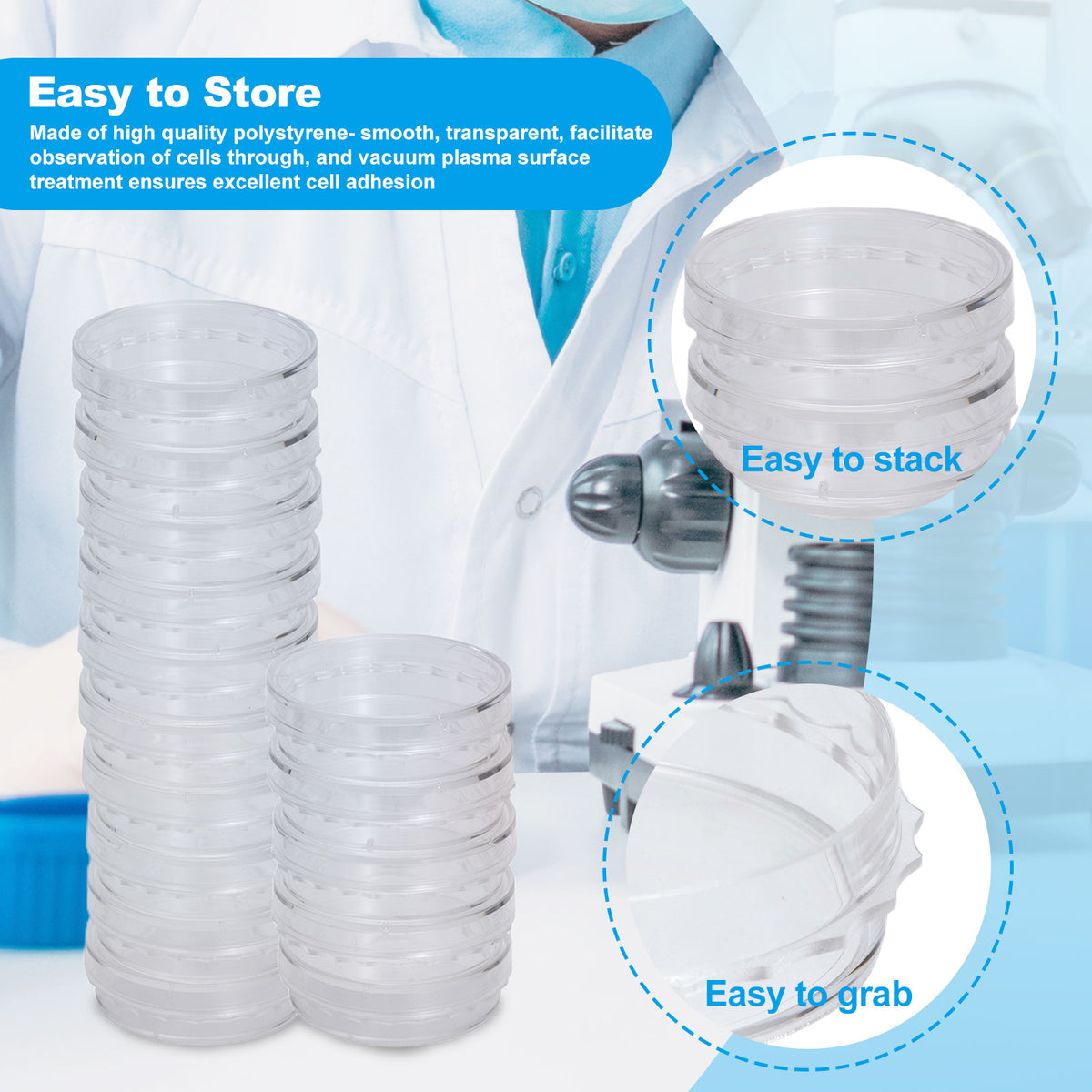 Biologix® Cell Culture Dish, 60x15mm PS, TC treated, sterile to SAL 10-6, external grip, Domestic raw materials, DNase & RNase free, 10/bag, 50 bags/case