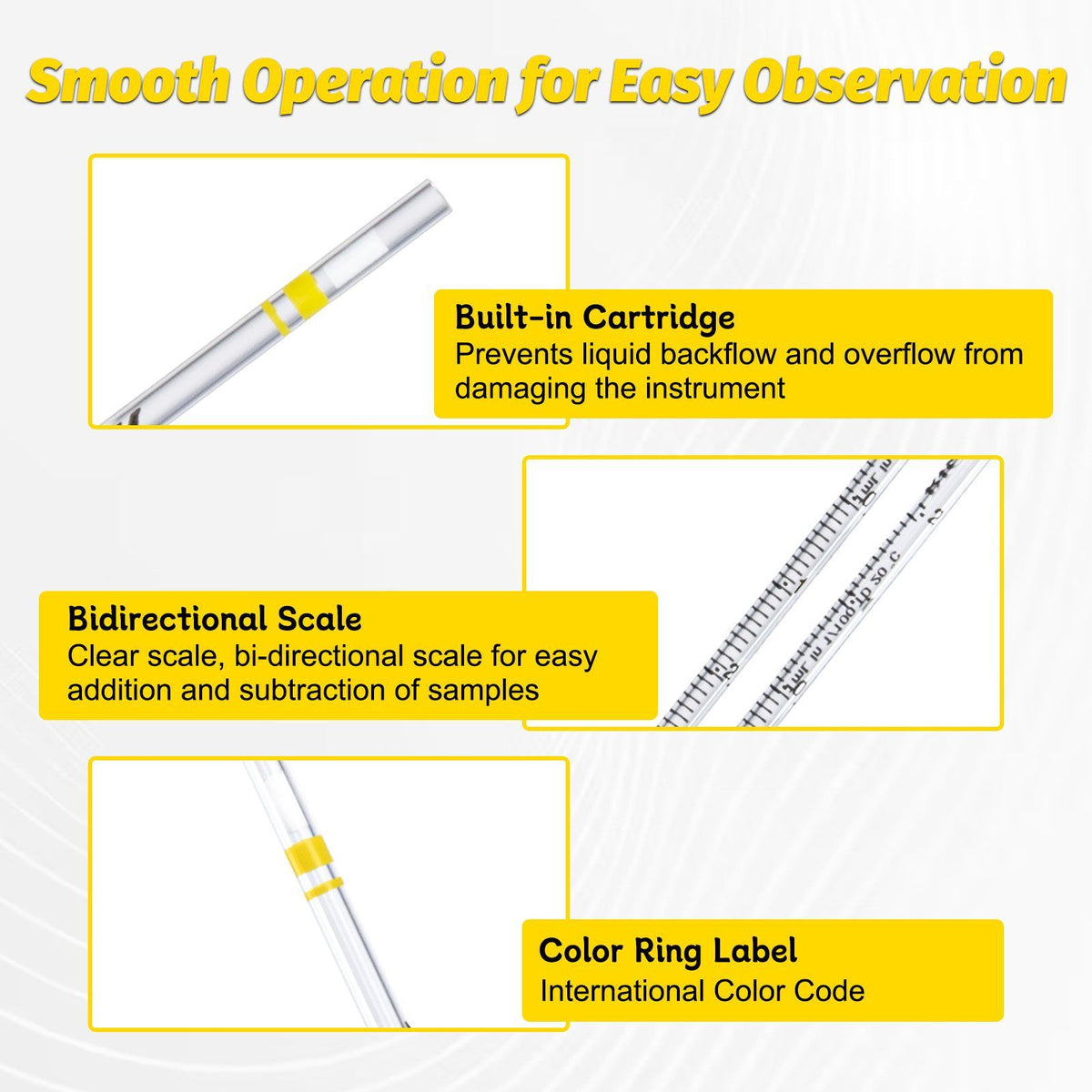 Biologix® Serological Pipettes-1mL, Sterile, Yellow，200 Pcs/Pack, 4 Packs/Case