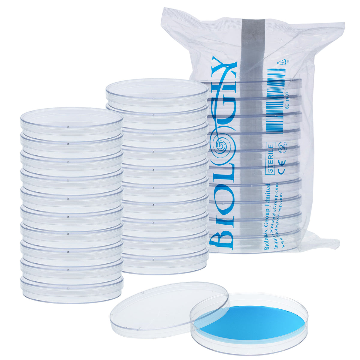 Biologix® Petri Dishes with Lids, Deep Clean, Sterilized, 90x15mm, 10 Pieces/Bag, 50 Bags/Case