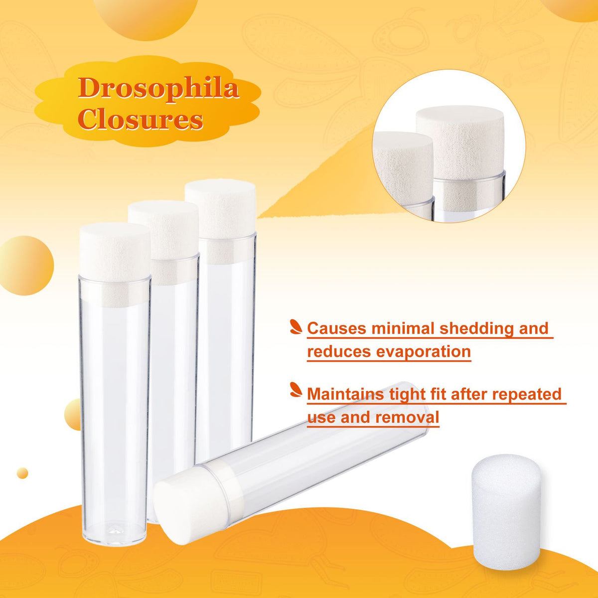 Biologix Drosophila Foam Plugs for Narrow Vials, Case of 1,000