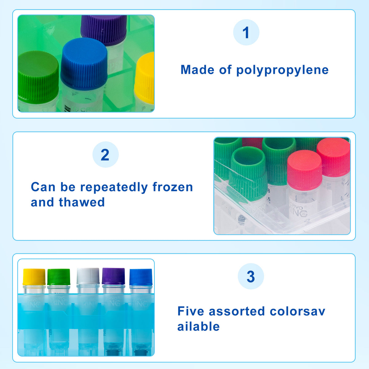 Biologix® PP Cryogenic Storage Boxes, 2 Inch, 25-Well, 5 Pieces/Pack, 6 Packs/Case