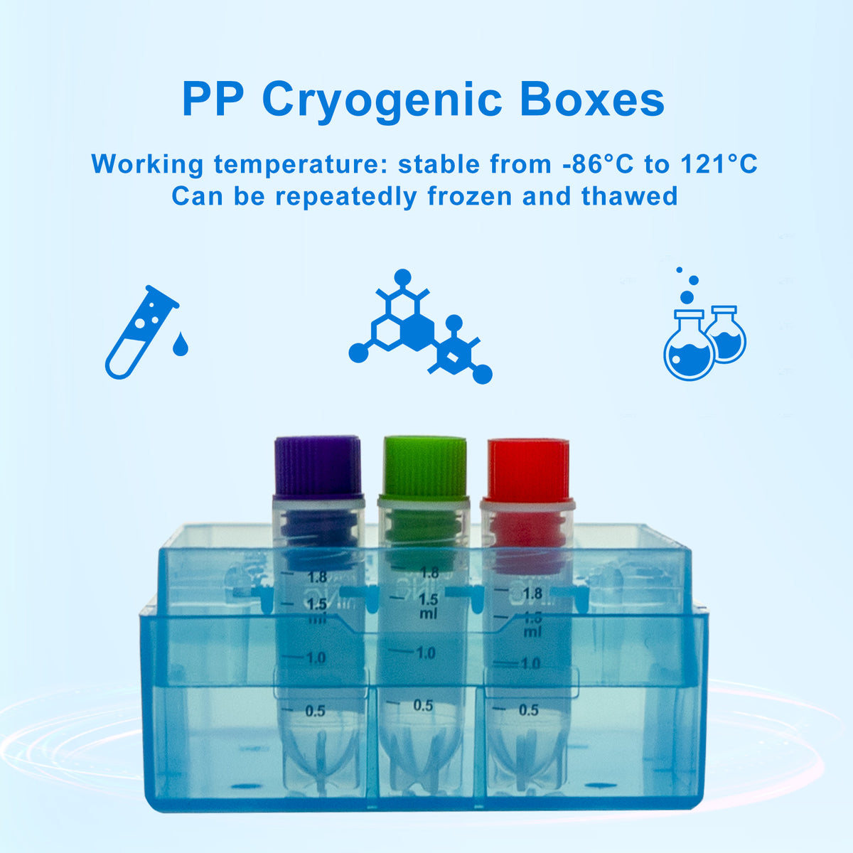 Biologix® PP Cryogenic Storage Boxes, 2 Inch, 25-Well, 5 Pieces/Pack, 6 Packs/Case