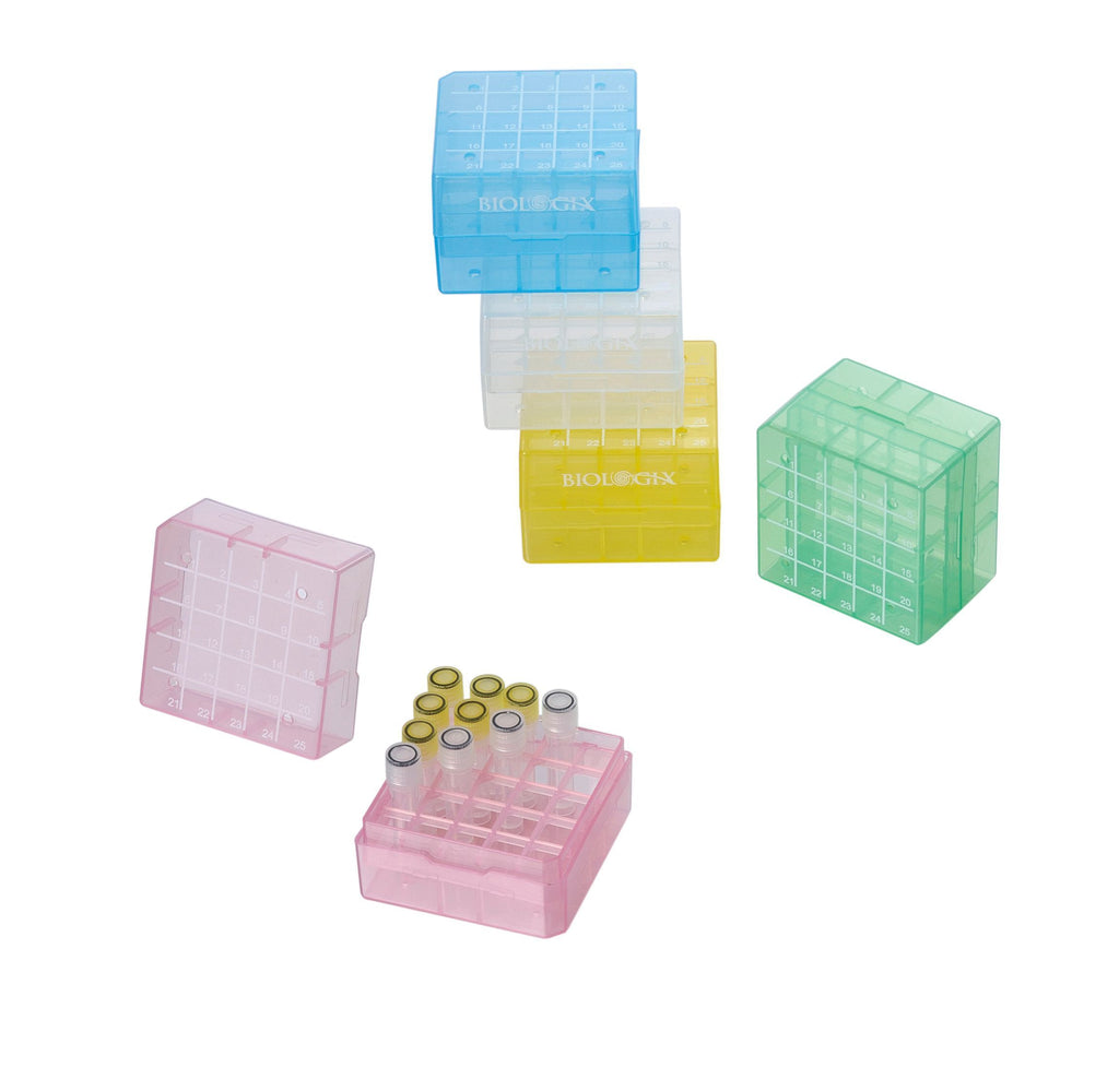 Biologix® PP Cryogenic Storage Boxes, 2 Inch, 25-Well, 5 Pieces/Pack, 6 Packs/Case