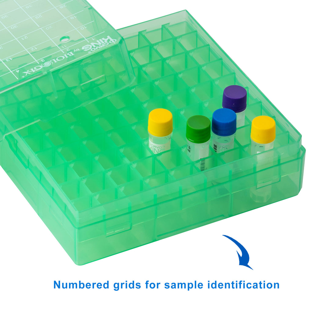 Biologix® PP Cryogenic Storage Boxes, 2 Inch, 81-Well, 5 /Bag, 4 Bags/Case
