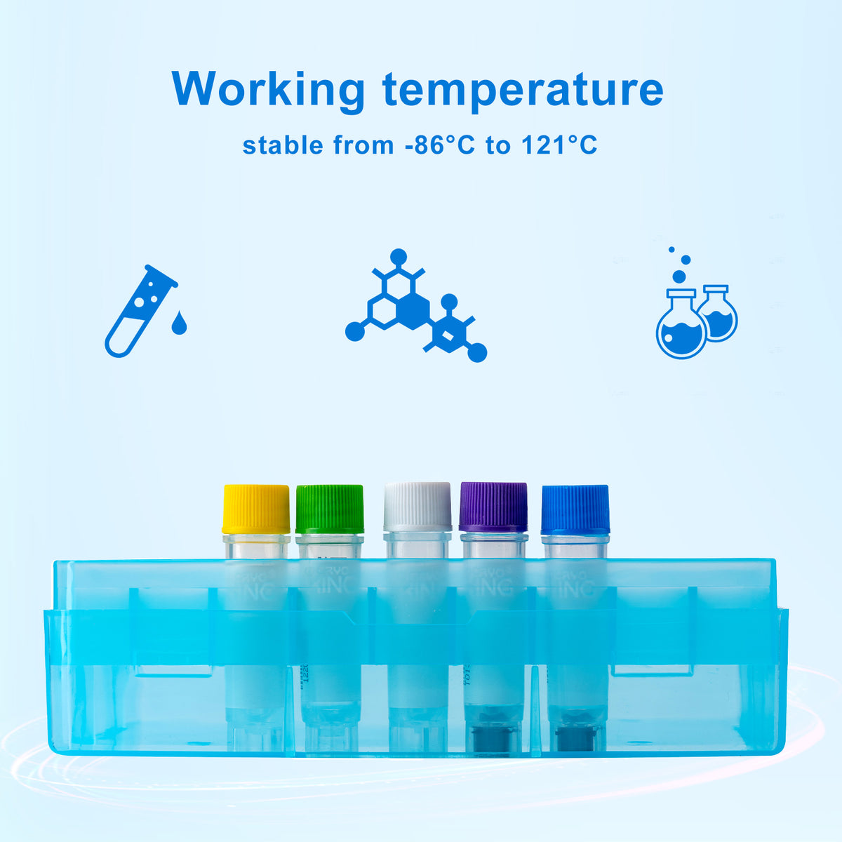 Biologix® PP Cryogenic Storage Boxes, 2 Inch, 81-Well, 5 /Bag, 4 Bags/Case
