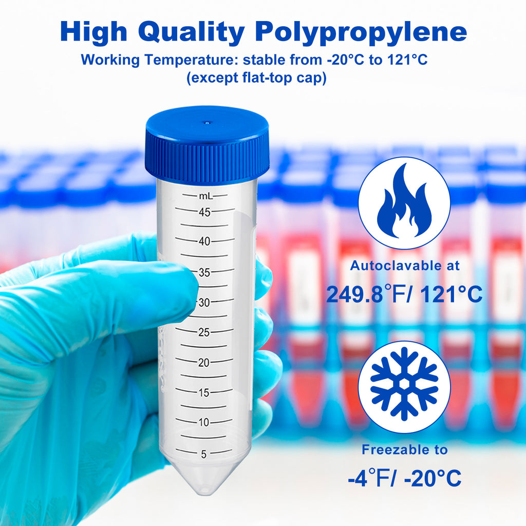 Biologix® Centrifuge Tubes-50mL, Conical Bottom, Flat Cap, 25 Sets/Rack, 20 Racks/Case