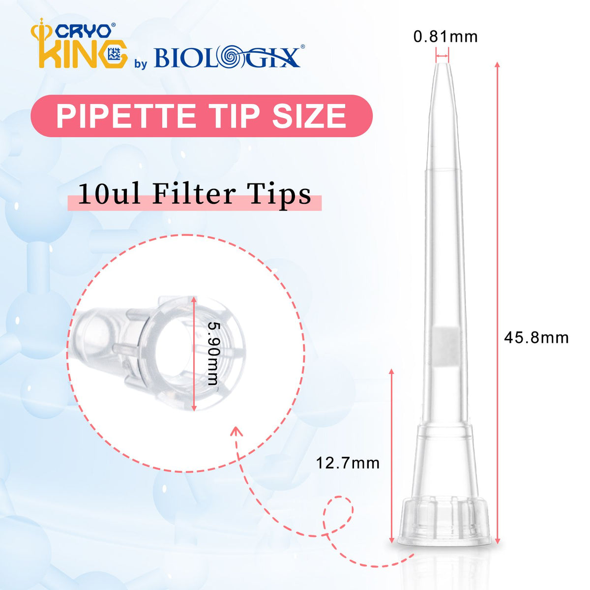 Biologix® Filter Tips -10ul Extra-long, 96 Pieces/Rack, 50 Racks/Case