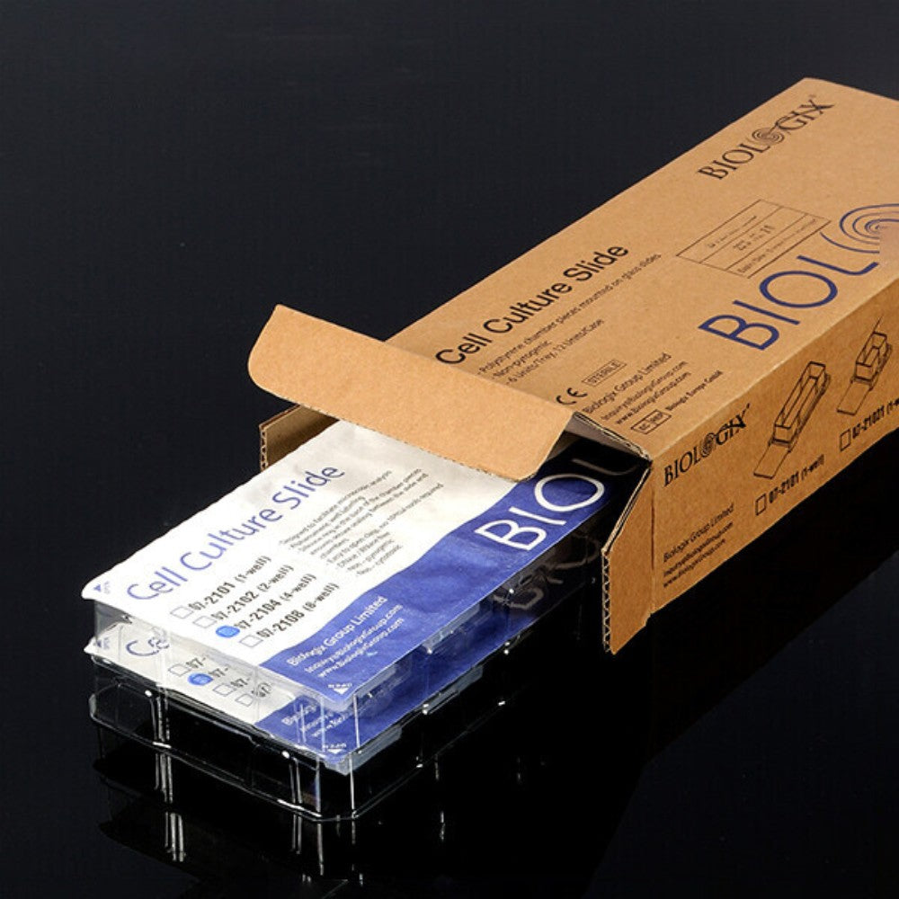Biologix® Cell Culture Slides, 1/2/4/8-well Case of 12