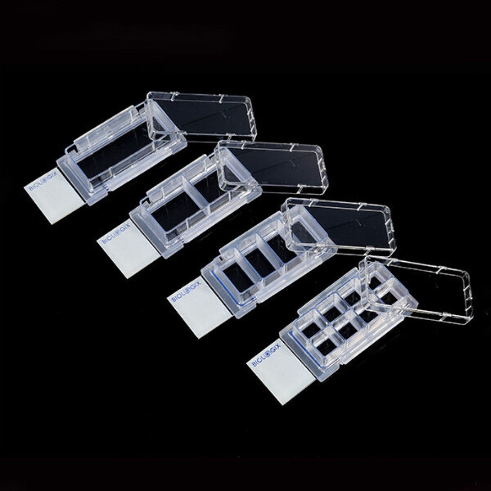 Biologix® Cell Culture Slides, 1/2/4/8-well Case of 12