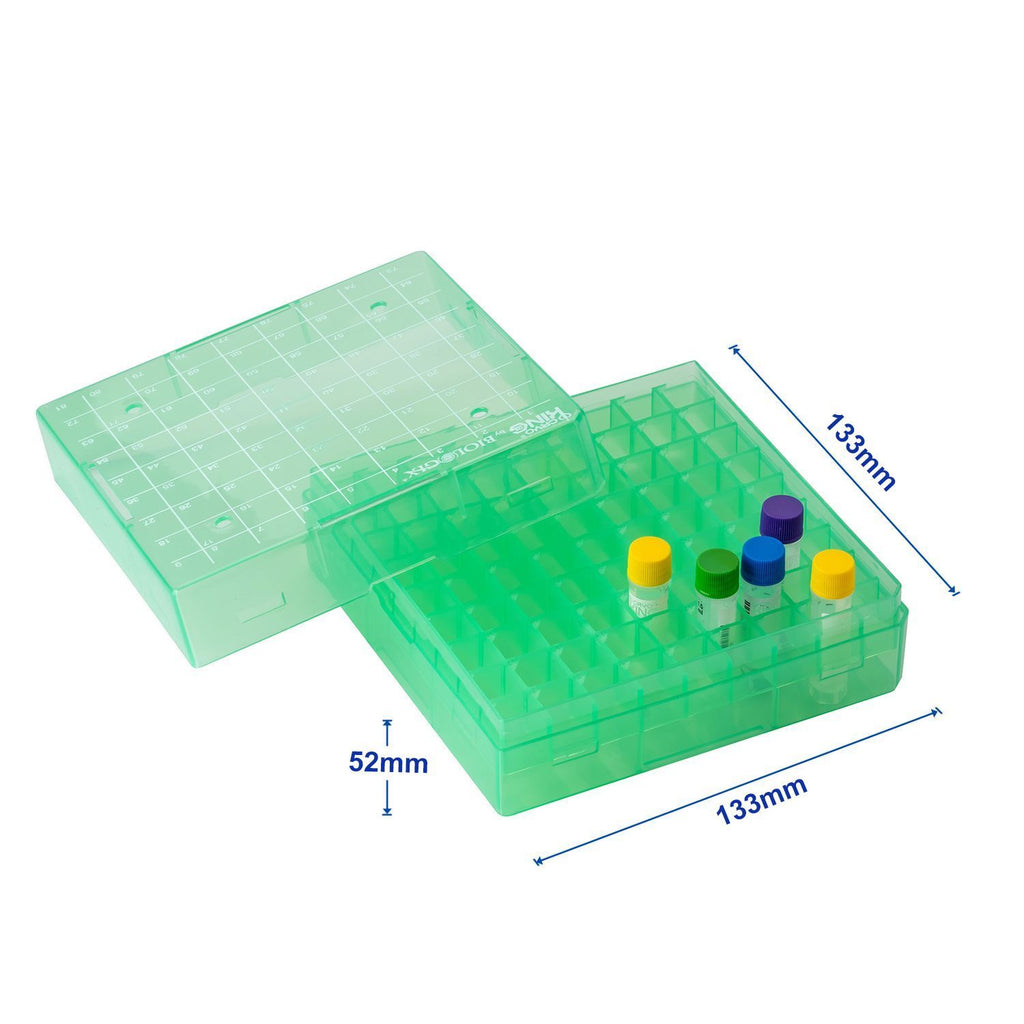 Biologix® PP Cryogenic Storage Boxes, 2 Inch, 81-Well, 5 /Bag, 4 Bags/Case