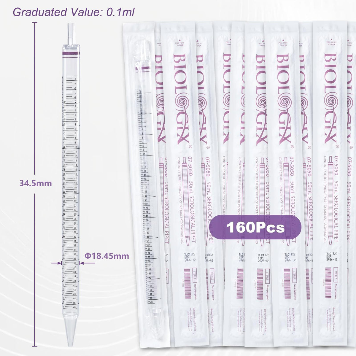 Biologix® Serological Pipettes-50 mL , Sterile, 40 Pieces/Pack, 4 Packs/Case