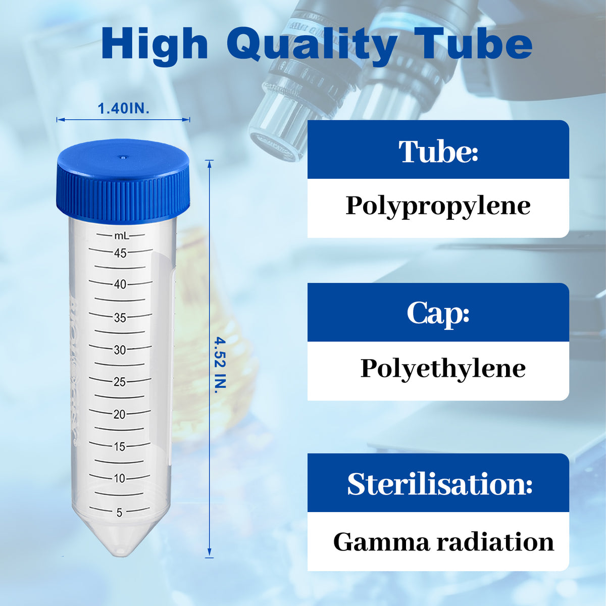 Biologix® Centrifuge Tubes-50mL, Conical Bottom, Bulk Pack, 25 Sets/Pack, 20 Packs/Case