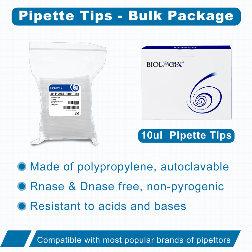 Biologix® 10 mL Pipette Tips, 100 /Bag, 10 Bags/Case