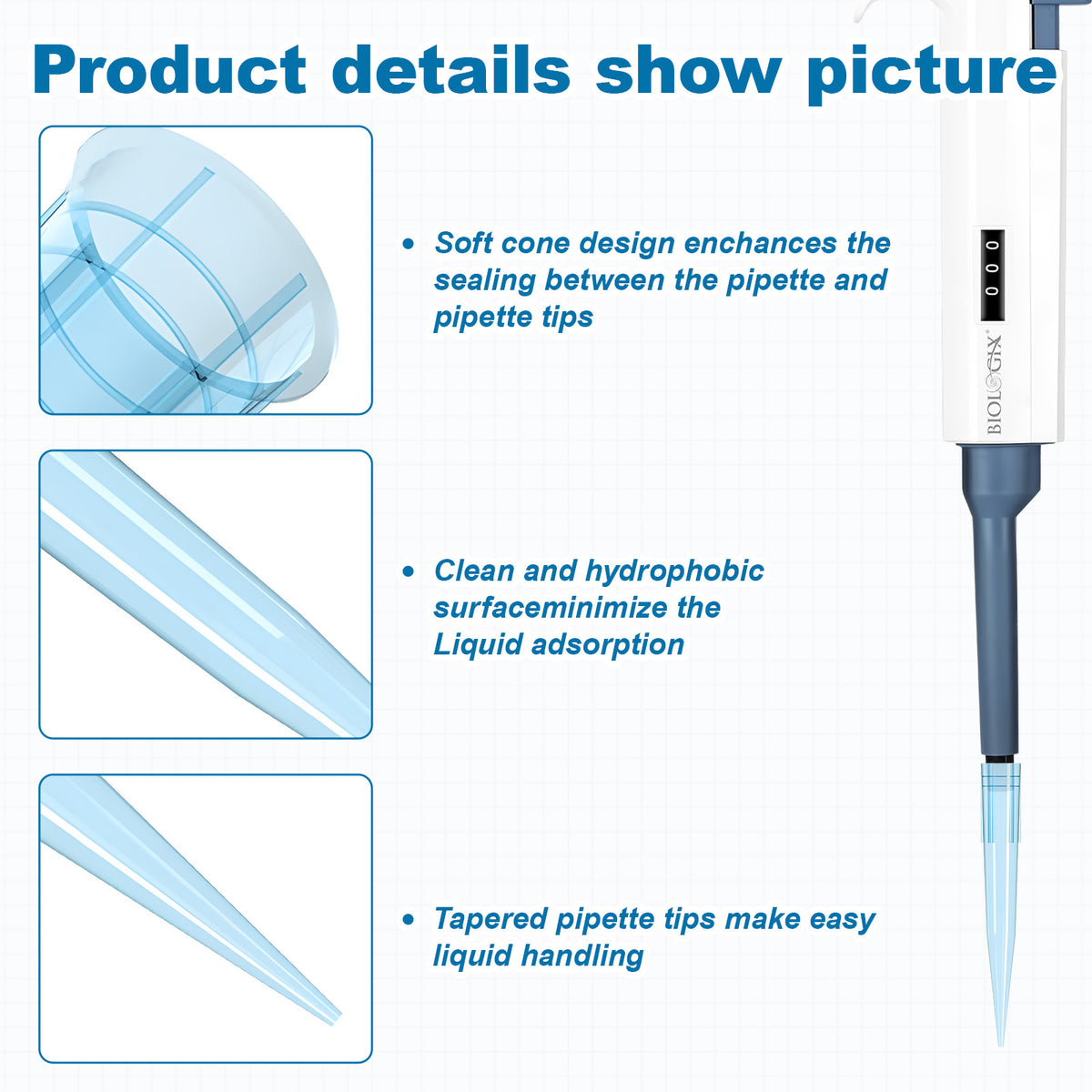 Biologix® Pipette Tips -1000μlL/Extended, Non-Sterile, Bulk Package