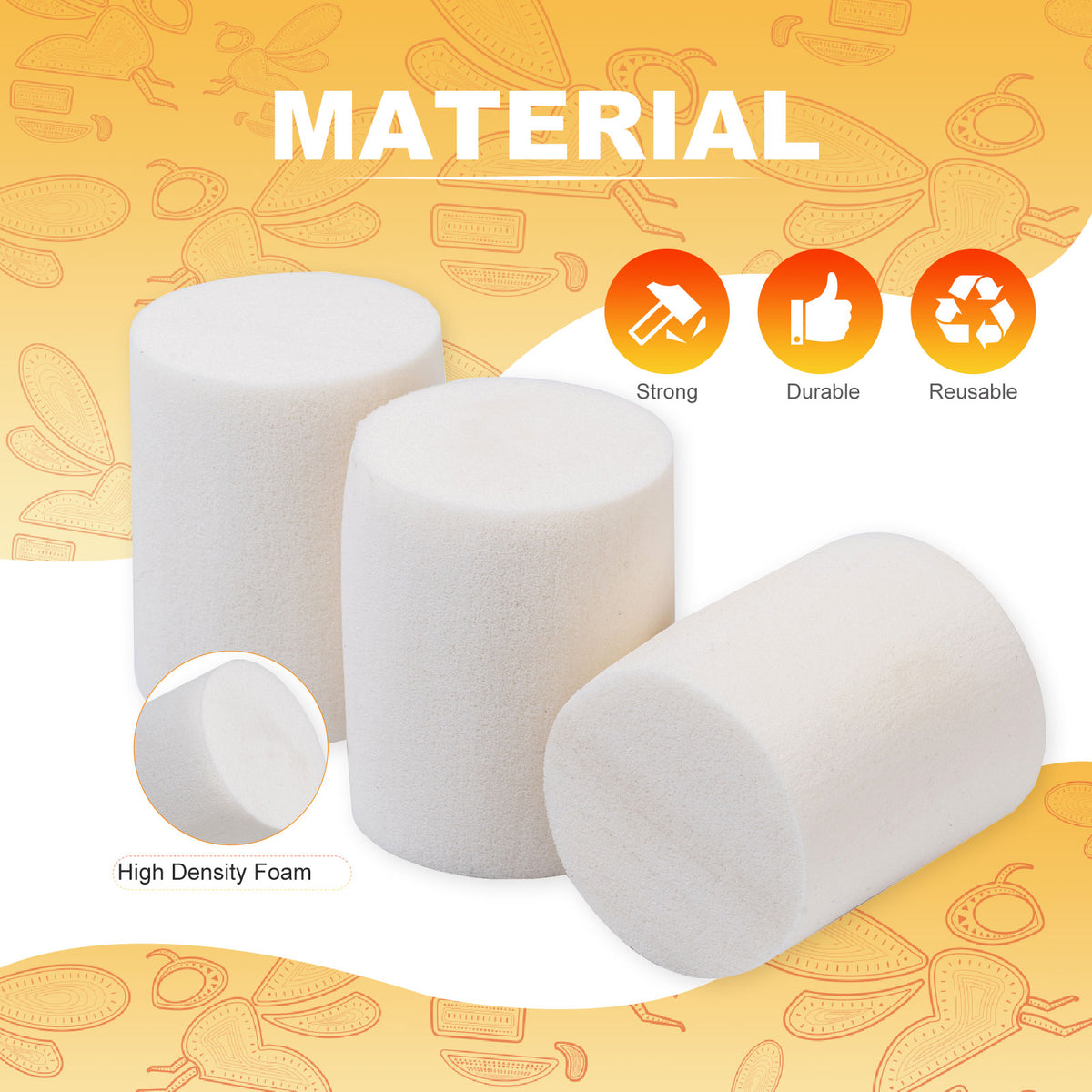 Biologix® Drosophila Closures for Wide Vials, Densest Sponge, 28*30mm, 100/Bag, 10 Bags/Case