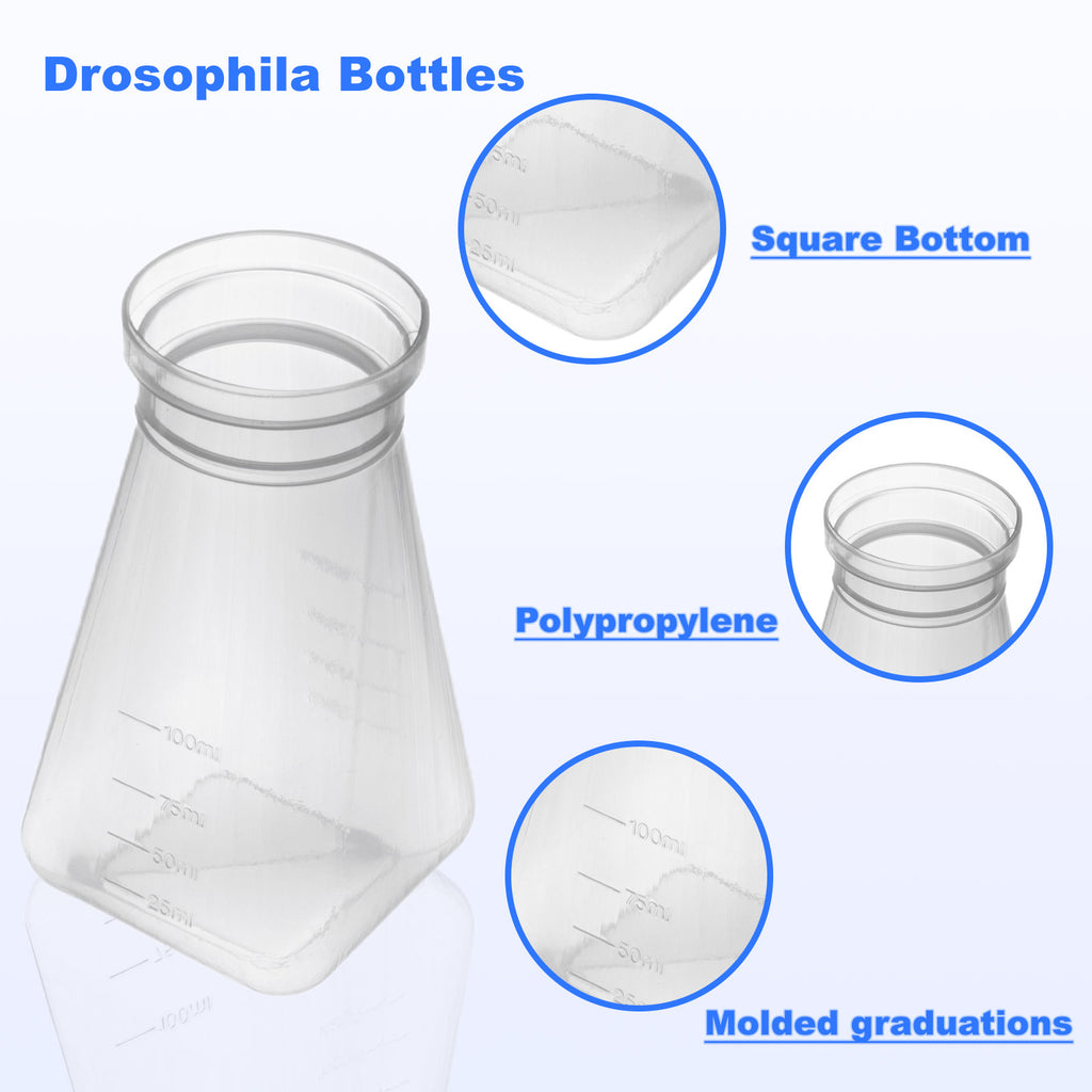 Biologix® Drosophila Bottles (Bulk), 57*57*103mm, 177mL, 25/Tray, 8 Trays/Case