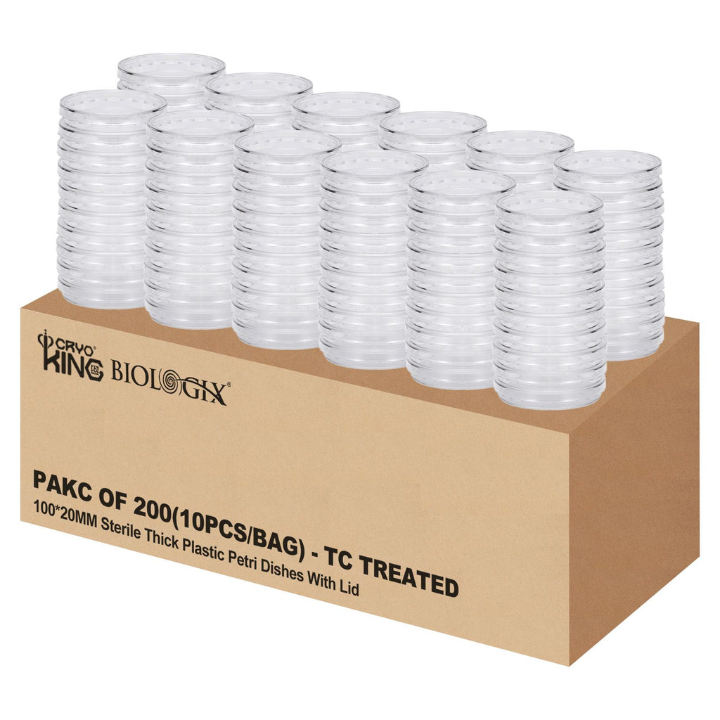 Biologix® Cell Culture Dishes-100x20mm, Sterile, with External Grip, 10 /Bag, 20 Bags/ Case