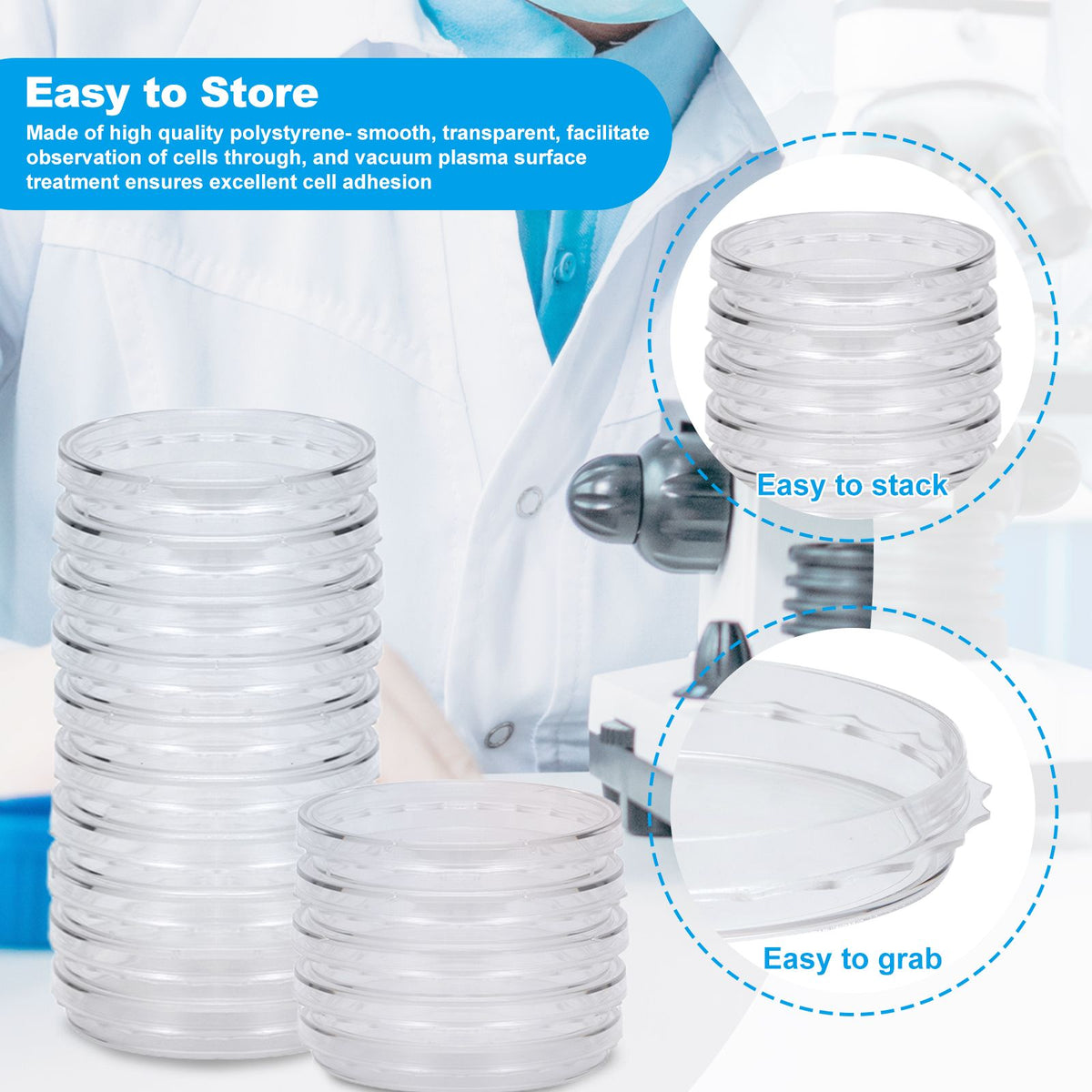 Biologix® Cell Culture Dishes-100x20mm, Sterile, with External Grip, 10 /Bag, 20 Bags/ Case