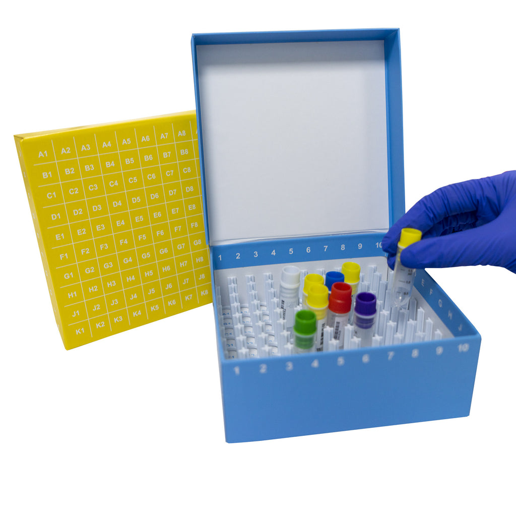 CryoKING® ID-Color™ 2in Cardboard Freezer Boxes (100-well), 5/Pack, 20/Case