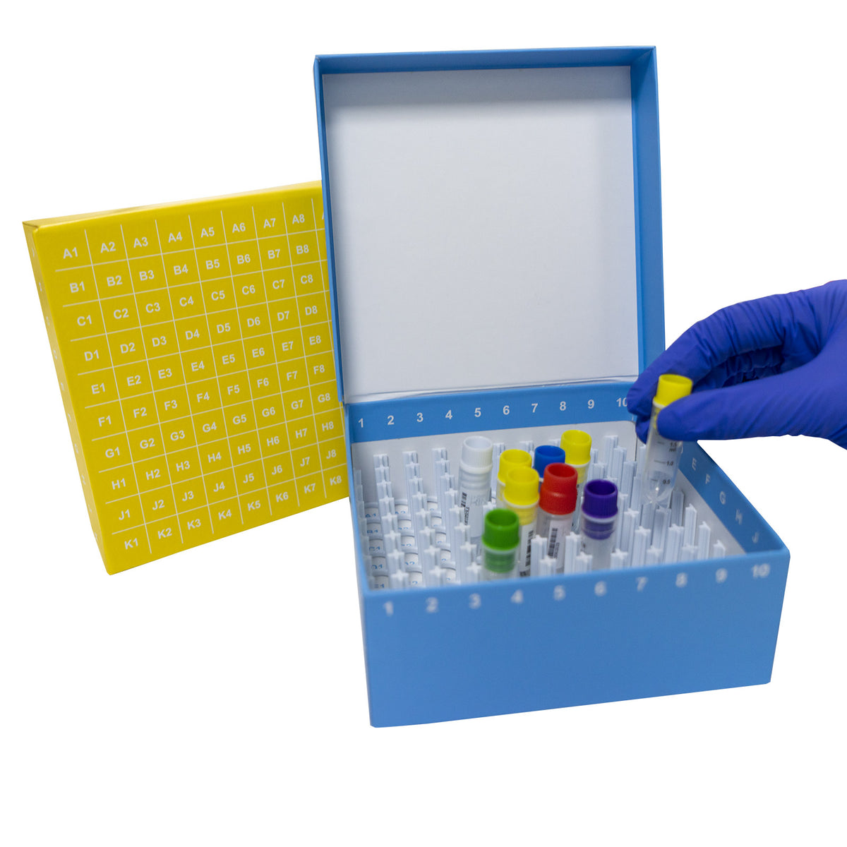 CryoKING® ID-Color™ 2in Cardboard Freezer Boxes (100-well), 5/Pack, 20/Case