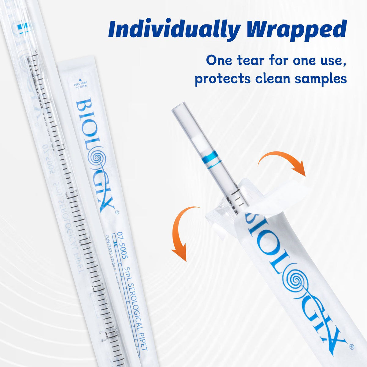 Biologix® Serological Pipette, 5mL, Blue, Sterile, DNase & RNase-free, 100 Pcs/Pack, 4 Packs/Case