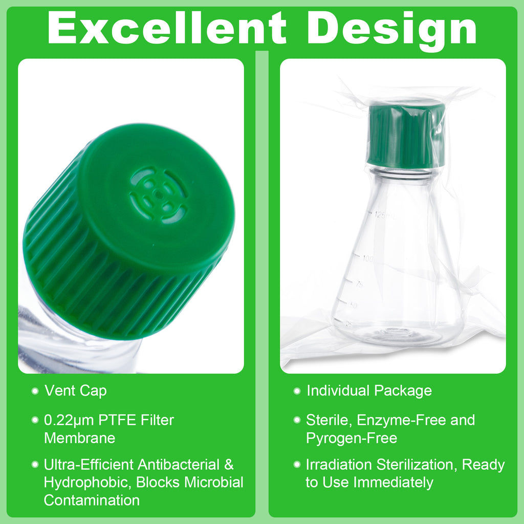 Biologix® 125 mL Erlenmeyer Shake Flask, Vent Cap, 1 Pc/Bag, 24 Bags/Case