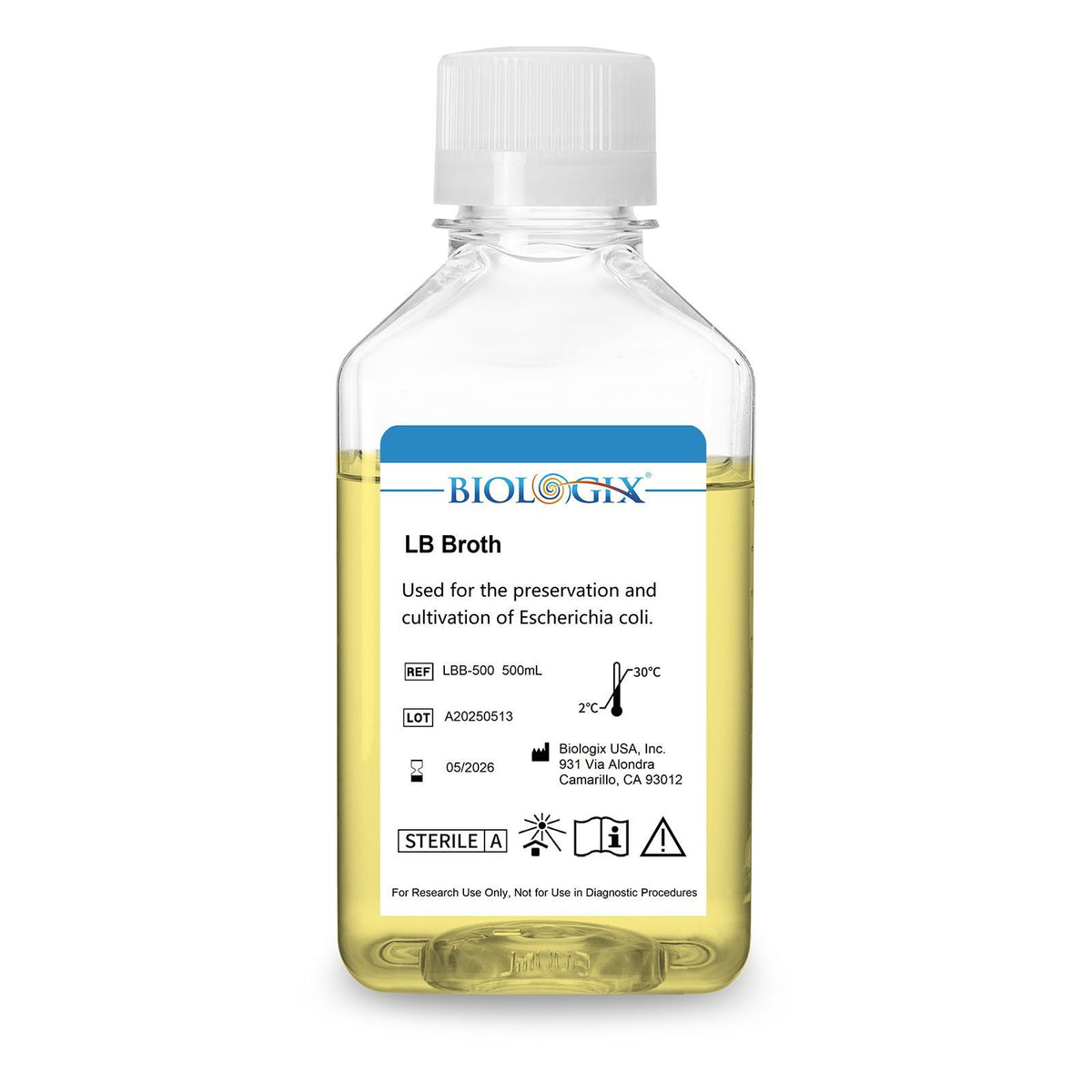 Biologix® LB Broth Medium, Sterile, 500ml/Bottle