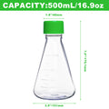 Biologix® 500mL Erlenmeyer Shake Flask, Vent Cap (Green), 1 Pc/Bag, 12 Bags/Case