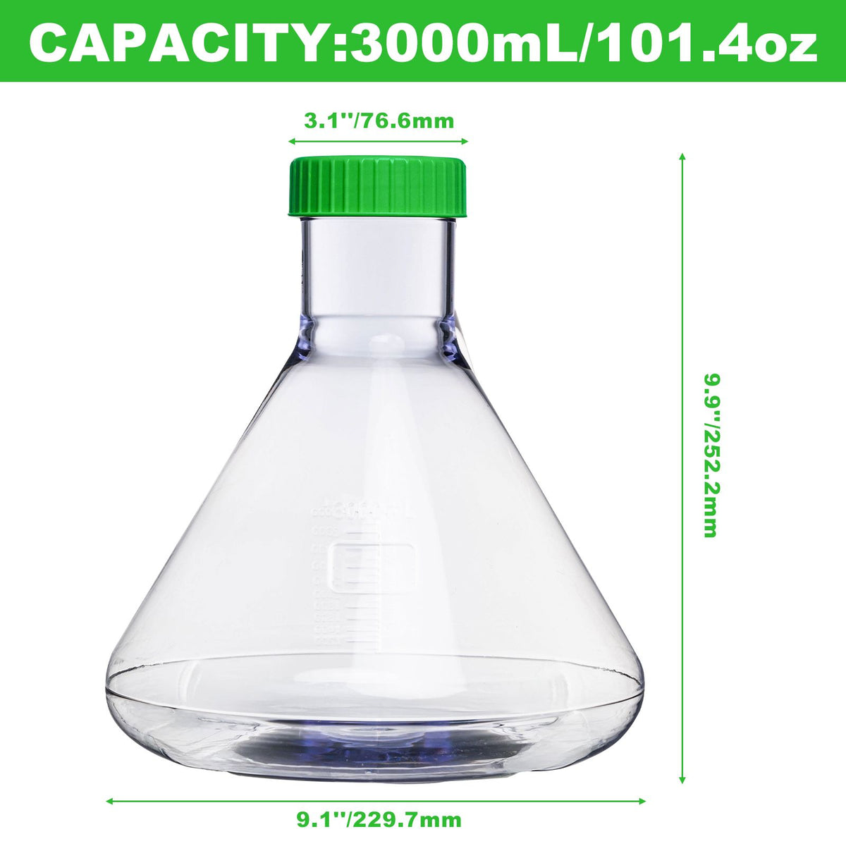 Biologix® 3L PC Erlenmeyer Culture Flasks with vent cap, Individual package, 4 Pcs/Case