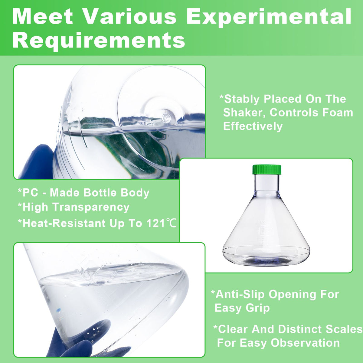 Biologix® 3L PC Erlenmeyer Culture Flasks with vent cap, Individual package, 4 Pcs/Case