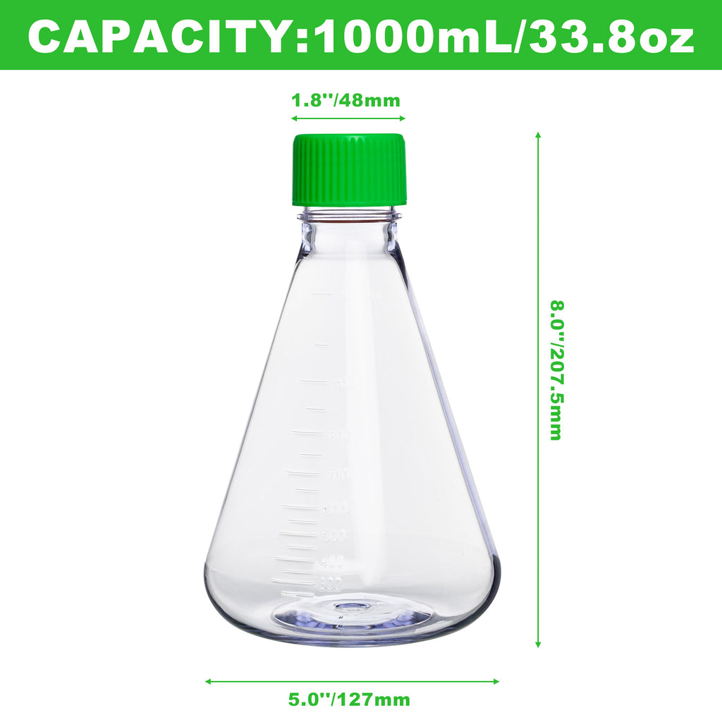 Biologix® 1L PC Erlenmeyer Culture Flasks with vent cap, Individual package, 12 Pcs/Case